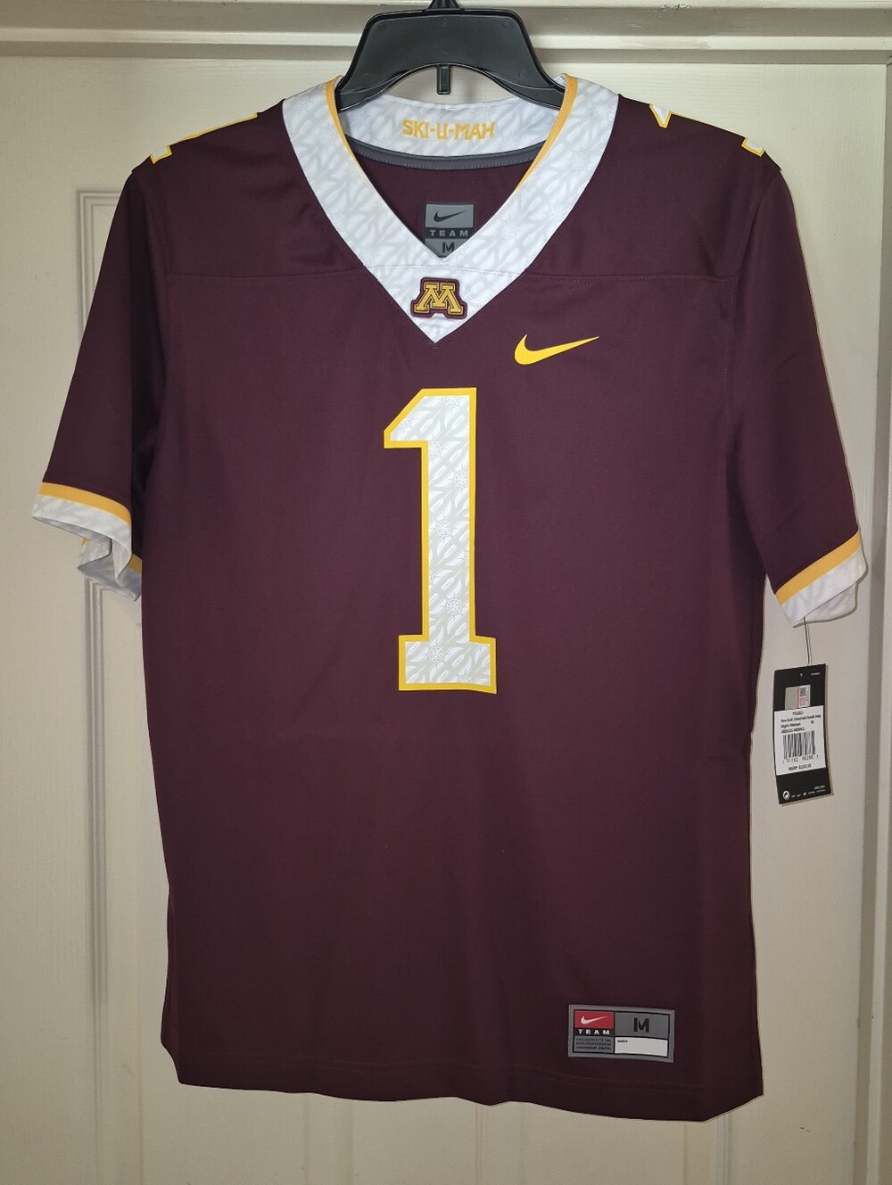 Nike Maroon Men's Football Jersey with Gold & White Accents